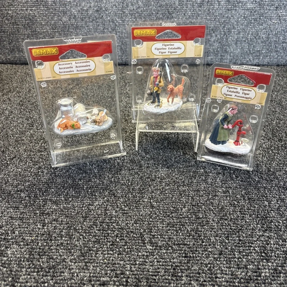 Lemax Village Collection Acc~Gone Fishin'/Woman at the Pump/Farm Acc.~NIP